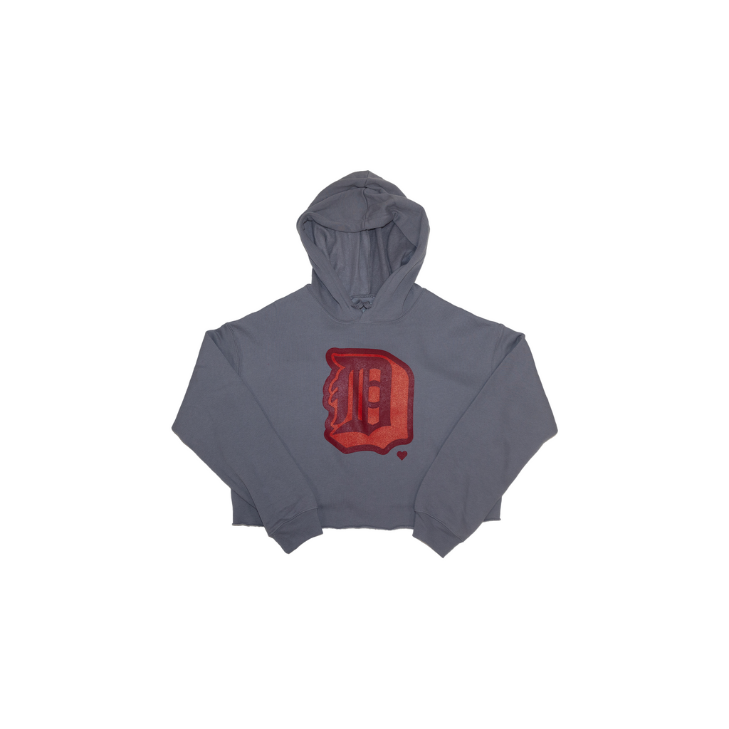 Detroit Love Cropped Hoodie Gray image 0