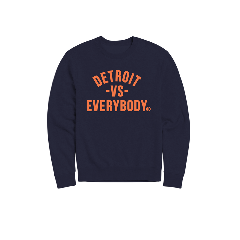 Detroit Vs Everybody Crewneck - Navy/Orange
