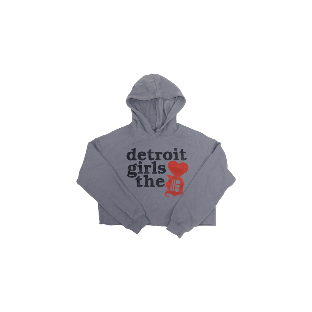 Detroit Girls Cropped Hoodie Gray image 0