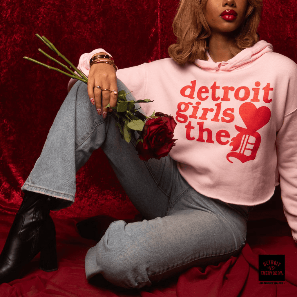 Detroit Girls Cropped Hoodie Baby Pink image 1