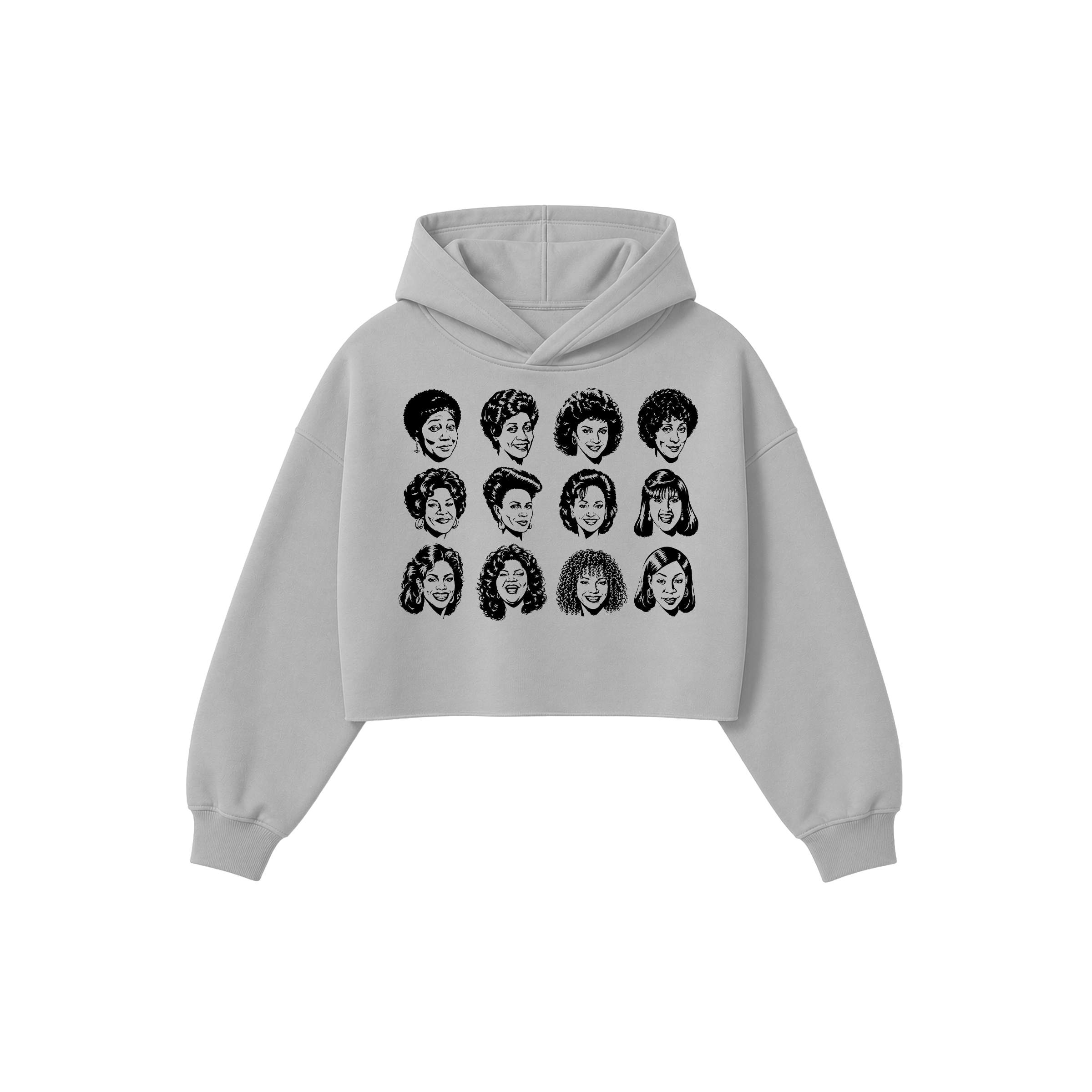 Tv Moms Crop Hoodie - Grey/Black